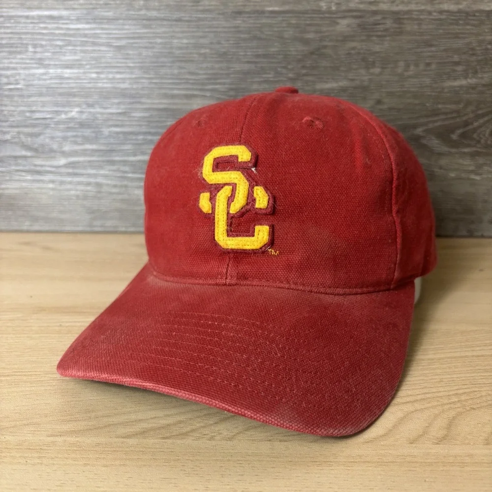 Vintage USC Trojans Hat Cap Strap Back Red Yellow NCAA Football Nike College